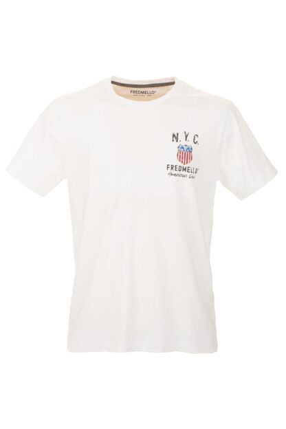 Fred Mello - Elevated White Cotton Tee with Signature Design