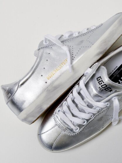 Golden Goose - Silver Italian Luxury Sneakers - 100% Leather