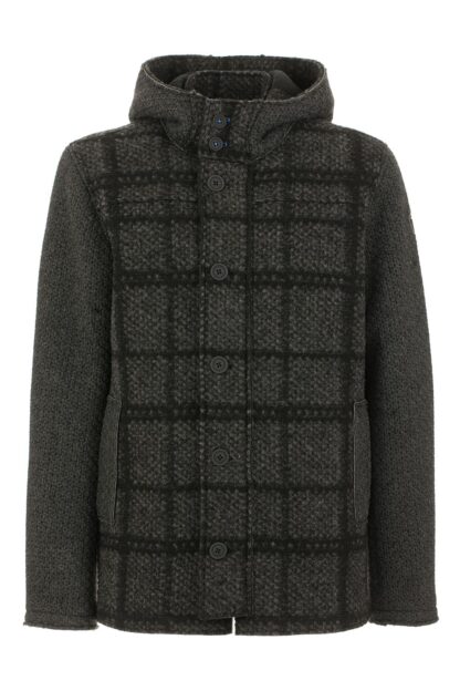 Fred Mello - Elegant Anthracite Wool Blend Coat with Hood