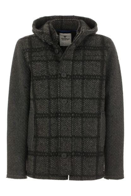 Fred Mello - Elegant Anthracite Wool Blend Coat with Hood