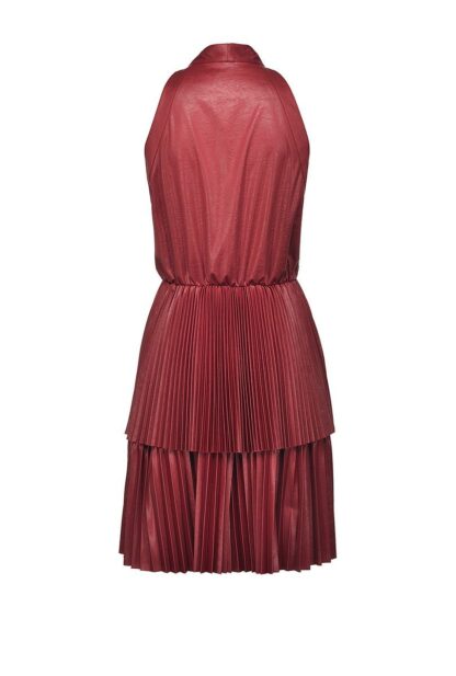 PINKO - Chic Red Sleeveless Leather-Effect Dress