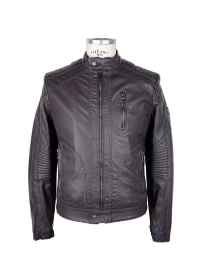 Yes Zee - Sleek Dark Grey Eco-Leather Jacket