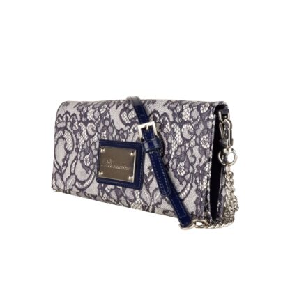 Blumarine - Elegant Blue Lace Effect Shoulder Bag