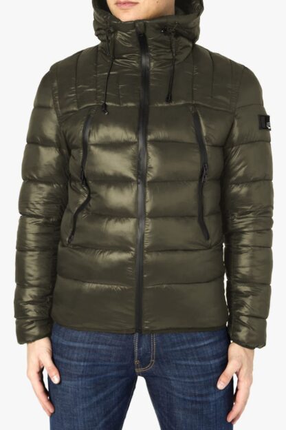 Yes Zee - Chic Quilted Green Down Jacket with Hood