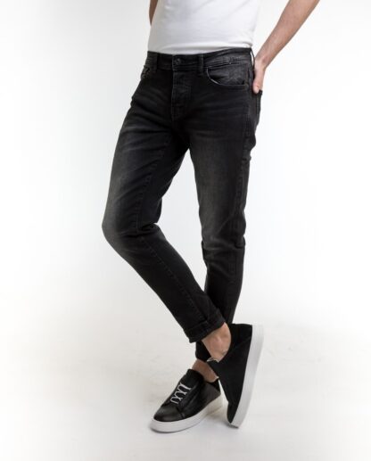 Yes Zee - Sleek Black Cotton Fade Jeans