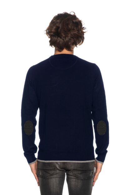 Yes Zee - Elegant Crewneck Sweater with Elbow Patches