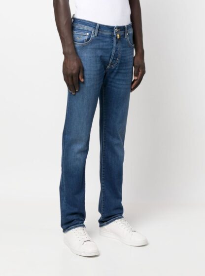 Jacob Cohen - Blue Slim Fit Jeans with Yellow Stitch Detail