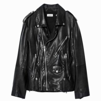 Zadig & Voltaire - Elegant Black Leather Multi-Pocket Jacket