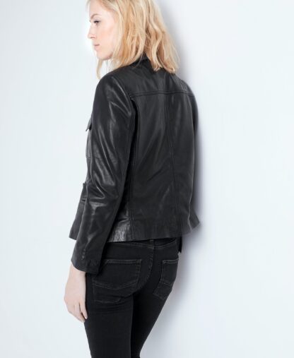 Zadig & Voltaire - Elegant Black Leather Multi-Pocket Jacket