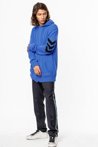 Zadig & Voltaire - Chic Blue Cashmere Hooded Sweater with Arrow Motif