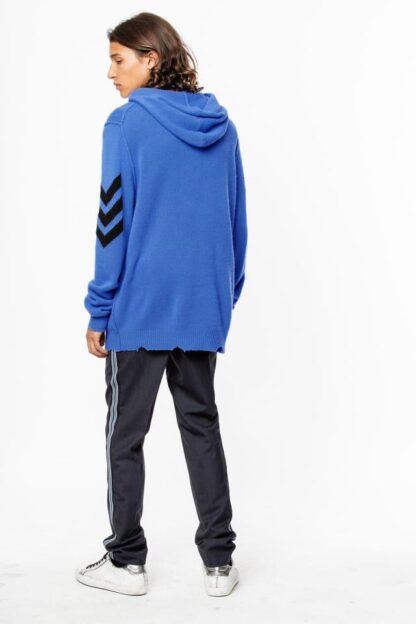 Zadig & Voltaire - Chic Blue Cashmere Hooded Sweater with Arrow Motif