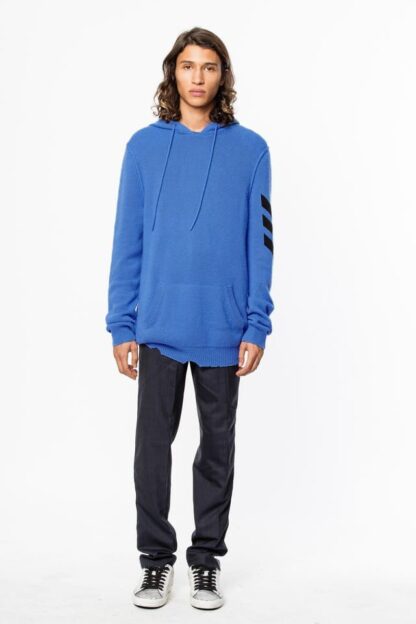 Zadig & Voltaire - Chic Blue Cashmere Hooded Sweater with Arrow Motif