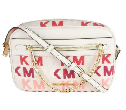 Michael Kors - Chic White Crossbody Bag with Pink & Red Accents