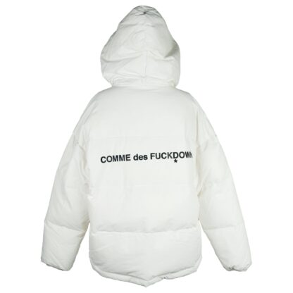 Comme Des Fuckdown - Chic White Down Jacket with Iconic Print