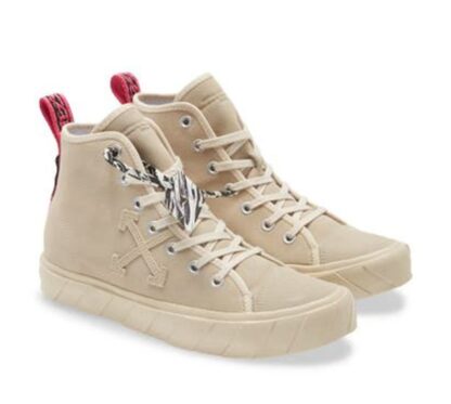 Off-White - Beige Suede High-Top Sneakers