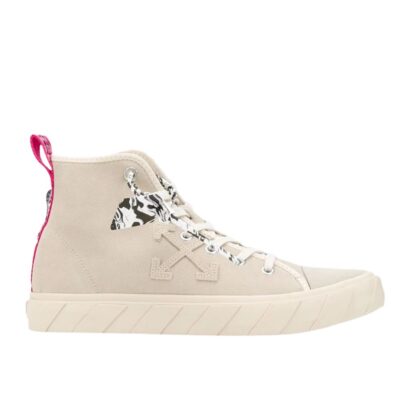 Off-White - Beige Suede High-Top Sneakers