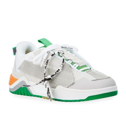 Off-White - Sleek Grey Suede Sneakers with Vibrant Accents