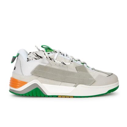 Off-White - Sleek Grey Suede Sneakers with Vibrant Accents