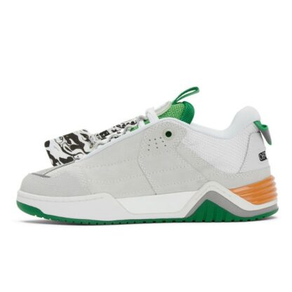 Off-White - Sleek Grey Suede Sneakers with Vibrant Accents