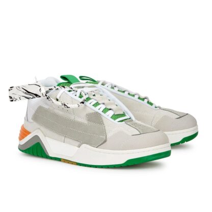 Off-White - Sleek Grey Suede Sneakers with Vibrant Accents