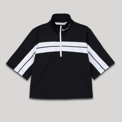 Palm Angels - Chic Black Track Zip Polo with Neck Logo