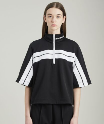 Palm Angels - Chic Black Track Zip Polo with Neck Logo