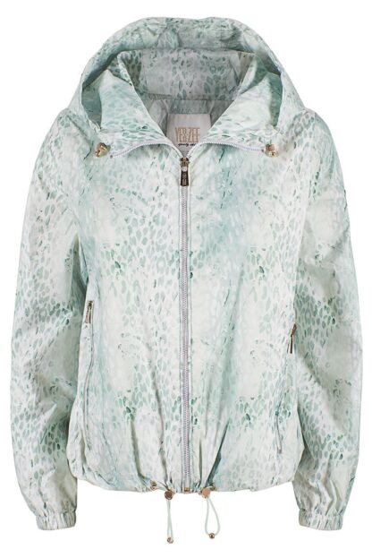 Yes Zee - Chic Snakeskin Effect Hooded Jacket in Lush Green