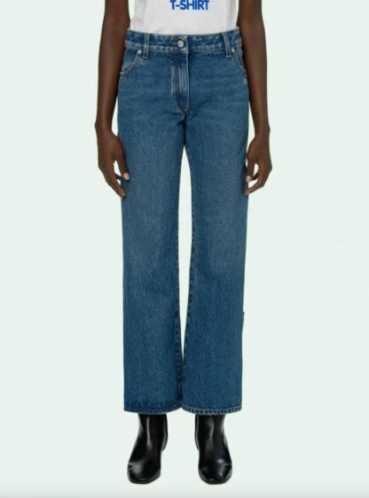 Off-White - Chic Denim Blue Cotton Pants - Made in Italy