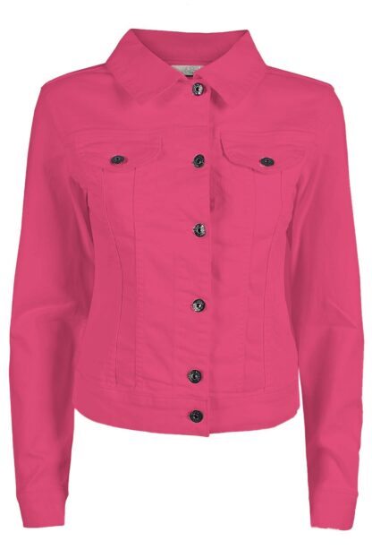 Yes Zee - Chic Pink Denim Jacket with Button Closure