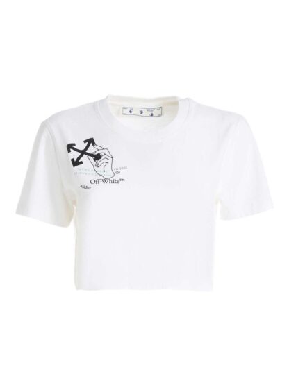 Off-White - Crisp White Cropped Logo Tee