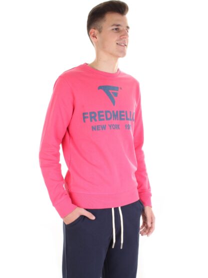 Fred Mello - Fuchsia Crew Neck Cotton Sweatshirt with Logo