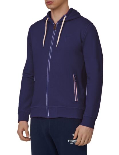 Fred Mello - Zip-Up Hooded Sweatshirt in Soothing Blue