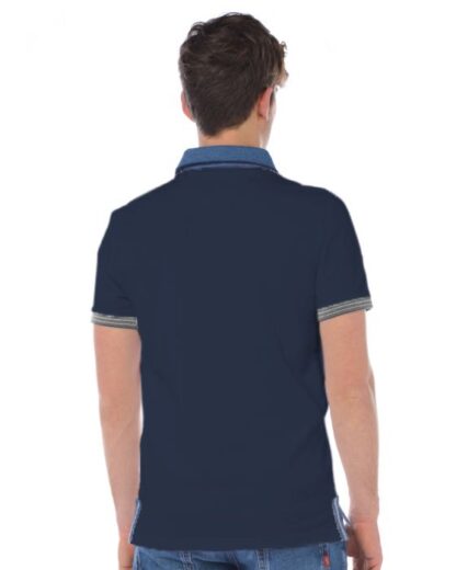 Fred Mello - Chic Denim Collar Polo with Chest Logo