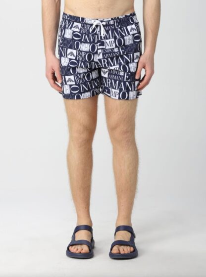 Emporio Armani - Chic Multilogo Swim Shorts in Blue