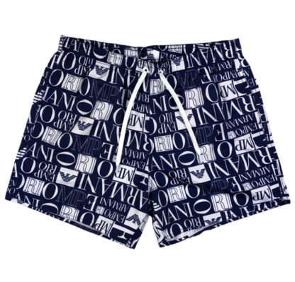 Emporio Armani - Chic Multilogo Swim Shorts in Blue