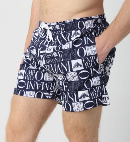 Emporio Armani - Chic Multilogo Swim Shorts in Blue