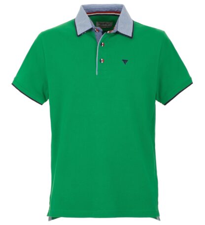 Fred Mello - Elegant Green Cotton Polo with Contrast Collar