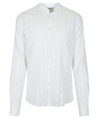 Fred Mello - Chic Mandarin Collar Striped Cotton Shirt