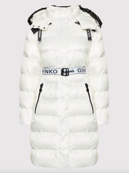 PINKO - Chic White Short Jacket with Custom Hood