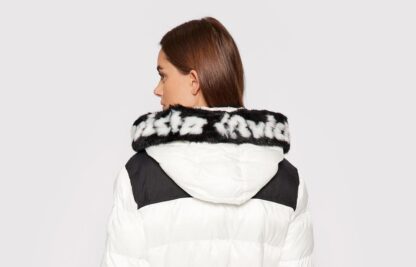 PINKO - Chic White Short Jacket with Custom Hood