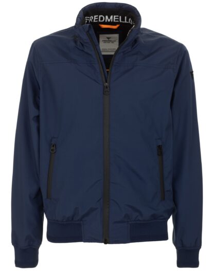 Fred Mello - Sleek Blue Windbreaker With Concealed Hood