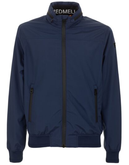 Fred Mello - Sleek Blue Windbreaker With Concealed Hood