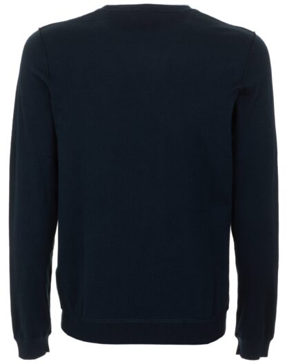 Fred Mello - Chic Blue Cotton Crew Neck Sweater with Contrast Collar