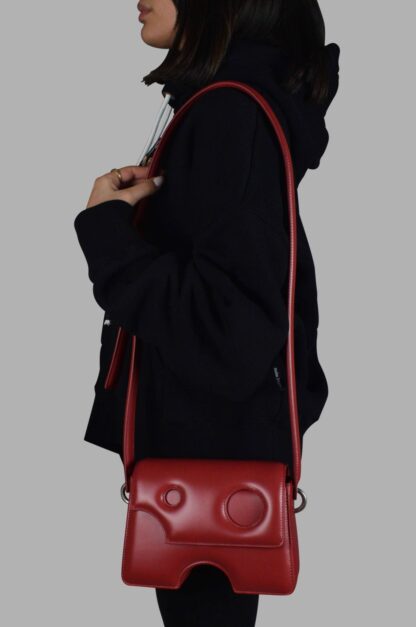 Off-White - Chic Red Leather Crossbody Bag - Italian Elegance