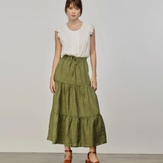 Gant - Chic White Denim Midi Skirt with Logo Detail