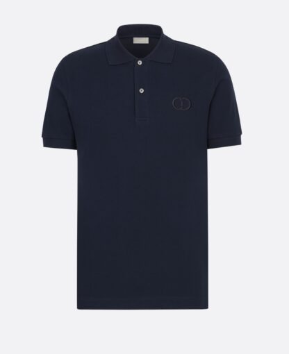 Dior - Elegant Blue Cotton Polo Shirt with Chest Logo