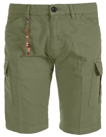 Yes Zee - Chic Army Cotton & Linen Blend Bermuda Shorts