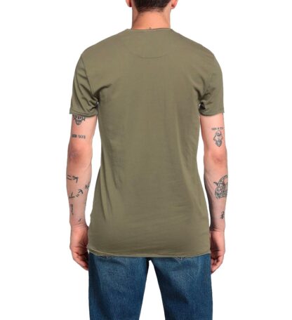 Yes Zee - Green Crew Neck Cotton T-Shirt with Front Print