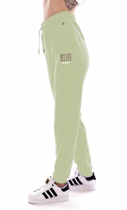 Yes Zee - Rhinestone Logo Sweatpants in Chic Green