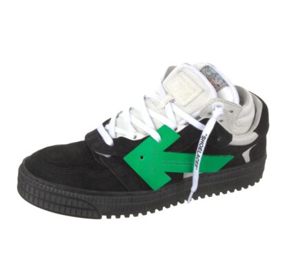 Off-White - Elegant Low Suede Sneakers with Green Logo Detail